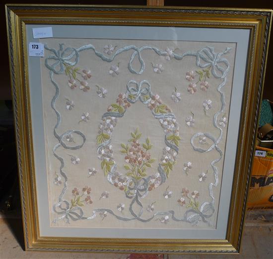 Silk embroidered panel